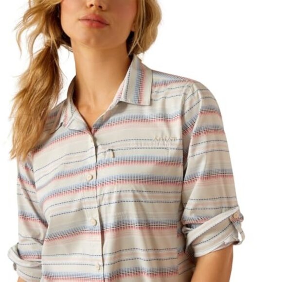 Ariat Women's Long Sleeve Ventek Button Shirt Multi Color Stitch Stripe 10055203 - Picture 1 of 4